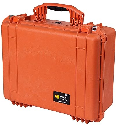 PELI 1550-000-150E Großer Koffer für Professionelle Kameraausrüstung, IP67 Wasser- und Staubdicht, 33L Volumen, Mit Schaumstoffeinlage (Anpassbar), Orange