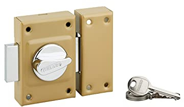 THIRARD Verrou à Bouton et Cylindre Acier Cylindre 40 mm Verni | verrou à bouton et cylindre, cylindre 40 mm, acier, finition verni, 3 clés, porte d'entrée, bronze