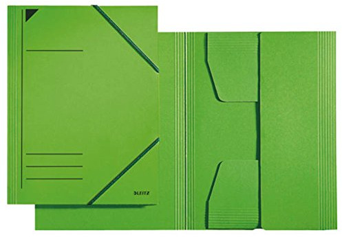 Leitz 3981 Eckspannermappe mit 3 vollflächig verklebten Klappen, A4, Füllhöhe 350 Blatt, Colorspankarton, vier Farben zur Auswahl (5, grün)