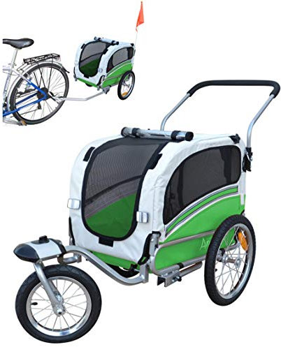 PAPILIOSHOP Argo – Klappbarer Hundeanhänger, Hundewagen und Fahrradanhänger für Hunde in S, M, L, Stabil und Belüftet, Ideal für Tiertransport und Outdoor-Aktivitäten (Grün small)