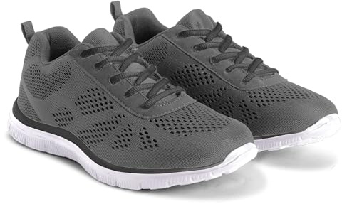 Get Fit Mens Mesh Running Trainers Athletic Walking Gym Shoes Sport Run - Grey - 8