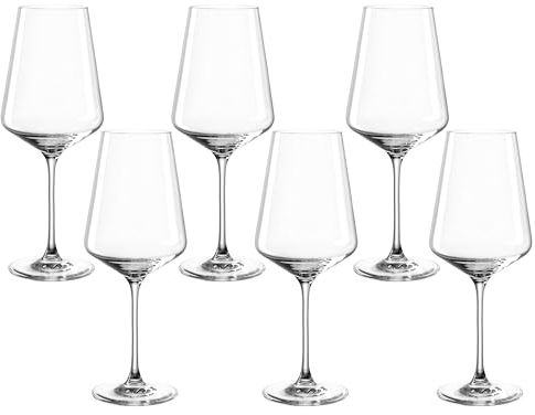 Copas de vino blanco Leonardo Puccini, juego de 6, aptas para lavavajillas, copa con tallo estirado, juego de copas de vino, 560 ml, 014789, transparentes