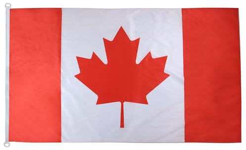 AZ FLAG Drapeau Canada 150x90 cm Drapeau Canadien Maille Bloquée 2 Œillets | Usage extérieur Drapeau décoratif coutures doubles et bords renforcés avec œillets métalliques polyester maille