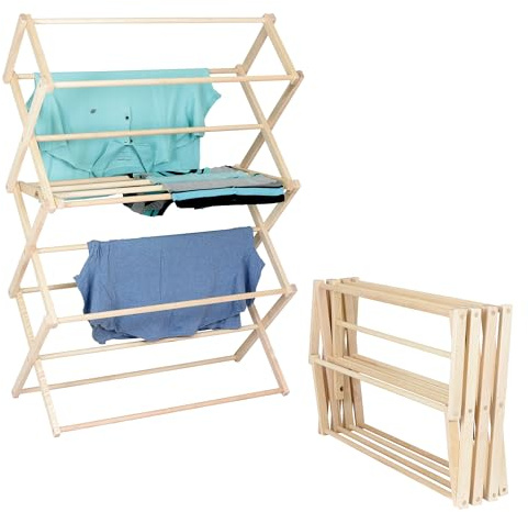Pennsylvania Woodworks Clothes Drying Rack: Solid Maple Hard Wood Laundry Rack for Sweaters, Blouses, Lingerie & More, Durable Folding Drying Rack, Made in USA, No Assembly Needed, Large