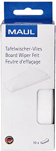 MAUL Tafelwischer Überzug weißes Vlies 10 Stück passgenau | schneller Wechsel, sauberes Wischen, praktische Vorratspackung, sanfte Oberfläche, ideal für Büro Schule Zuhause