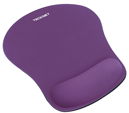TECKNET Mouse Mat Wrist Support, Mouse Pad with Memory Foam, Purple | Anti-slip Rubber Base, Waterproof Surface, Smooth Tracking, Easy to Carry, For Office, Home and Travel