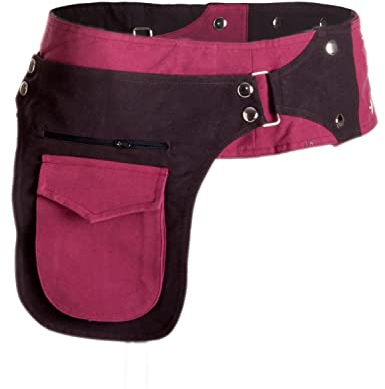 Vishes - Robuste Wende Bauchtasche mit Druckknöpfen - Zweifarbig braun-dunkelrot