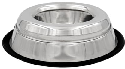 INDIPETS Spill Proof Splash Free Non-Tip Dish: Non-Skid Pet Water and Food Bowl | 16 oz, Stainless Steel (PN: 800091)