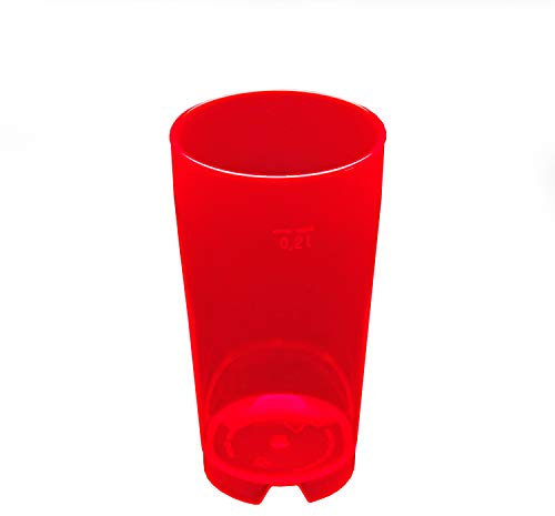 540 Stück 0,2L Mehrwegbecher Willybecher PC leucht rot transparent (stabil, bruchfest, CE Eiche, Made in Germany)