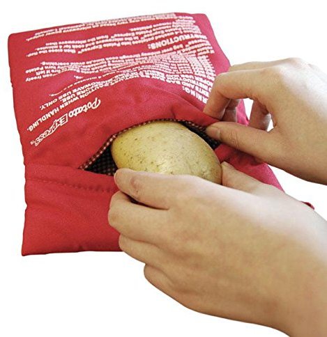 Bolsas «HK Potato Jacket» para cocinar patatas en microondas rápidamente (2 unidades lavables a máquina y reutilizables). Incluyen descamador de pescado y pelador de frutas y verduras