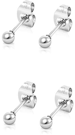 Ohrstecker Silber Klein 3mm - Ohrringe Set 925 Rund - Kugel Ohrringe Silber