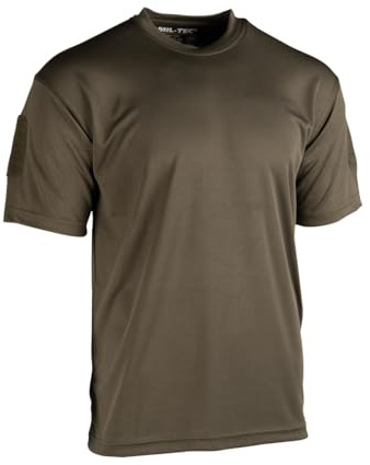 Mil-Tec Tactical Quick Dry T‑Shirt Herren • Taktisches Kurzarm-Shirt • Atmungsaktives & schnelltrocknendes Basic T-Shirt • Ideal als Sportshirt, Wandershirt, Arbeitsshirt • Oliv, XL