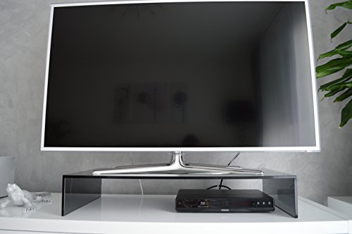 Glas TV Aufsatz Ponte in Schwarzglas 58,65,80,100 cm Rauchglas Grauglas Bruecke Lowboard