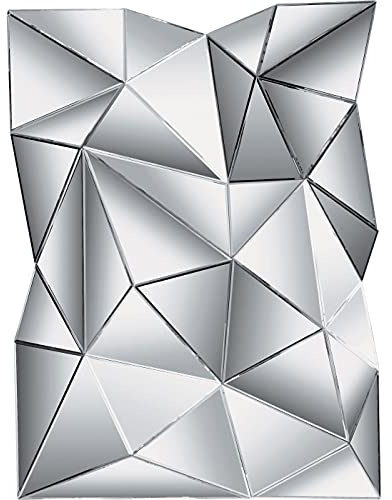 Kare Design Spiegel Prisma Silber, Wandspiegel, Dekospiegel, Wanddekoration, großer, rechteckiger Spiegel, Modern, extravagant, leichte Wandmontage, 120x80x10cm