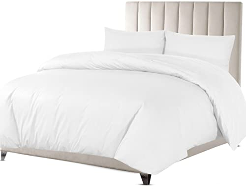 Sapphire Collection Luxury 100% Egyptian Cotton Duvet Quilt Cover & Pillowcase Bedding Set (White, Double)