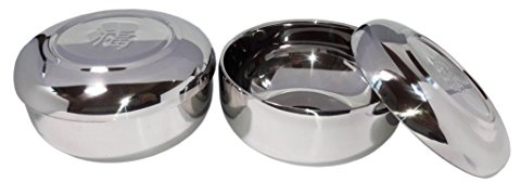 2sets Vacuum Insulated Double Wall Skin Stainless Steel Good Fortune Korean Traditional Rice Bowl with Lid