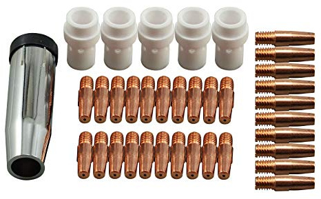RIVERWELD MIG MAG Kontaktspitzen 0,9 mm, 140.0313 1,0 mm, 140.0442 1,2 mm konische Gasspitze 145.0078 Kontakt-Halter-Diffusor 142.0020 für 36KD MB36 CO2-Schweißbrenner 36 Stück