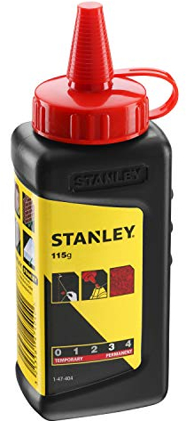 Stanley Schlagschnurkreide (115 g, gut haftend, sehr wasserfest, schwer löslich, in Kunststoffdose) 1-47-404, rot, 1 Stück (1er Pack)