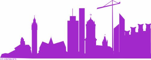 INDIGOS UG - Wandtattoo Wohnzimmer - Wandaufkleber St. George’s (Grenada) 80x32 cm - Flieder e626 Skyline Stadt - Aufkleber Kinderzimmer Schlafzimmer Küche Badezimmer Büro Dekoration