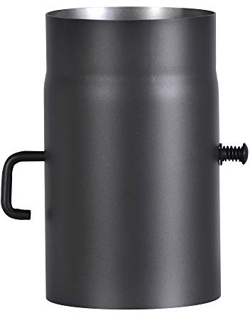 FIREFIX R150/2D Ofenrohr aus 2 mm starken Stahl (Rauchrohr) in 150 mm Durchmesser, für Kaminöfen und Feuerstellen, Senotherm, schwarz, 250 mm lang mit Regulierklappe