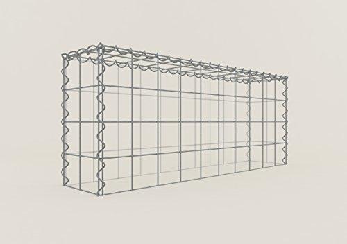 GABIONA Cesta de piedra de gavión rectangular, malla de 10 x 10 cm, profundidad de 20 cm, cesta de cultivo tipo 3, cierre de espiral, galvanizado (100 x 40 x 20 cm)