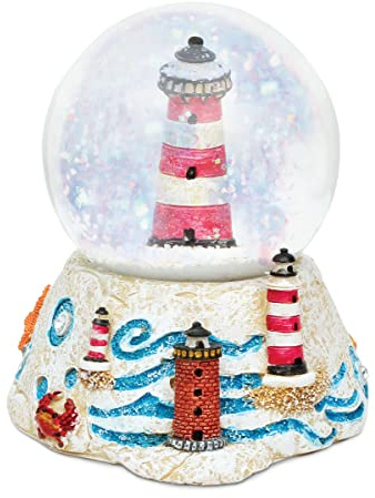 COTA Global Lighthouse Stone Snow Globe - Sparkly Water Globe Figurine with Sparkling Glitter, Collectible Novelty Ornament for Home Decor, for Birthdays, Christmas, and Valentine's Day