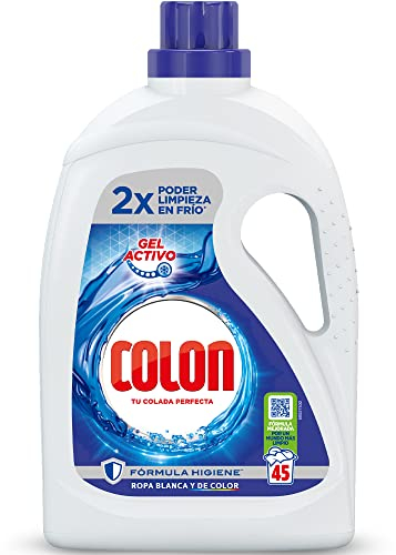 Colon Gel Activo - Detergente para lavadora líquido, fórmula higiene, adecuado para ropa blanca y de color, formato gel - 45 dosis