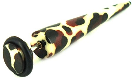 Chic-Net Leo Muster Fake Piercing Expander Dehnungsstab Straight Dehnstab Unisex weiß rotbraun schwarz