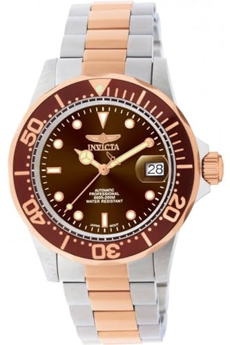 Invicta Pro Diver 11241 Herren Uhr - Wasserdicht - Analog - Automatikuhr - Edelstahl mit braunen zifferblat - 43mm