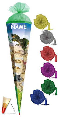 Schultüte - Schleich Dino 22 cm - incl. Namen und Schleife mit Tüllabschluß - Zuckertüte Roth Dinosaurier Dinos Urzeit Saurier T-Rex Tyrannosaurus
