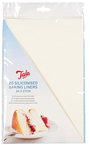 Tala Rectangular Siliconised Baking Liners, Baking Tray Liner to Prevent Sticking and Supports Quick Release for All Baked Products, Measures 34cm x 27cm, Pack of 20 Tray Liners