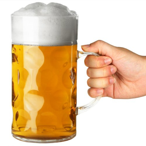 bar@drinkstuff Plastic Beer Stein CE-Lined 2 Pint (≈ 1.14 L) German-Style Handled Tankard – BPA-Free Rigid Polystyrene, Dimpled Finish, Licensed Draft Service
