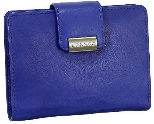 Ledershop24 Leder Damen Geldbörse Portemonnaie Geldbeutel XXL mit Druckknopf 10 cm Farbe Royalblau