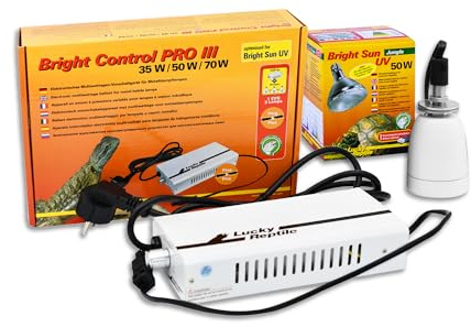 Lucky Reptile Bright Sun UV Jungle Komplettset - 50 W Metalldampflampe med sockel och förkopplingsenhet - Värmelampa för reptiler med värmetålig keramiksockel - Terrariumtillbehör