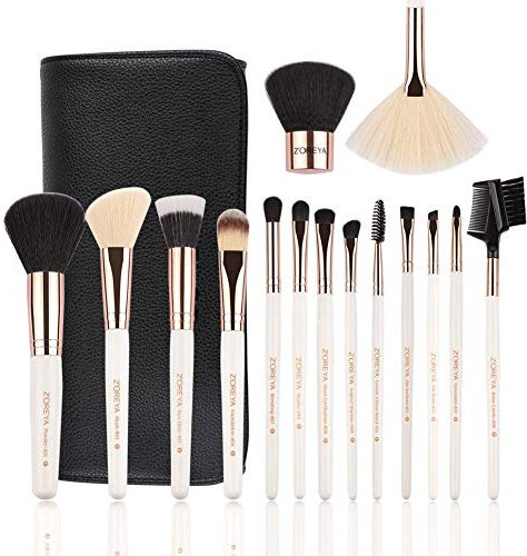 ZOREYA | 15 pinceaux brosses luxe maquillage cosmétique kit professionnel | Poils premium Qualité Supérieure Makeup Brush Set | sac de rangement Design cuir| Usage pour visage yeux | idée cadeau