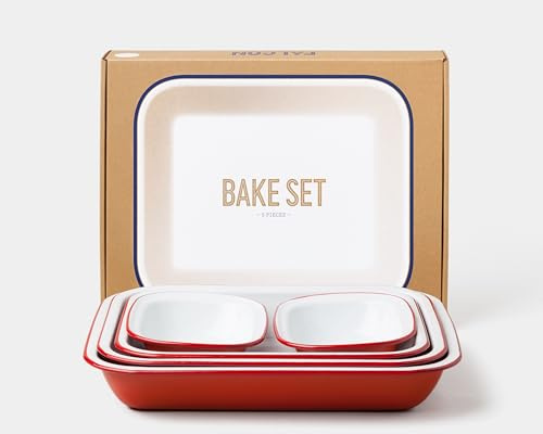 Falcon Enamelware Bake Set Pillarbox Red, Great Home and Cookware Accessory Range