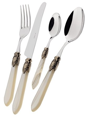 BUGATTI OXDAM-S3250 Oxford Ménagère de 24 Pièces Service de Table Acier/ABS Ivoire 39 x 27 x 5 cm