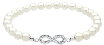 Elli Armband Damen Infinity Perle mit Kristalle in 925 Sterling Silber