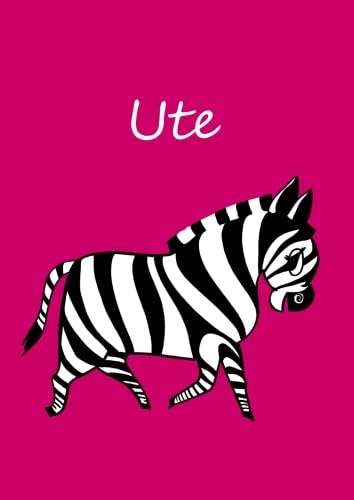 personalisiertes Malbuch / Notizbuch / Tagebuch - Ute: Zebra - A4 - blanko