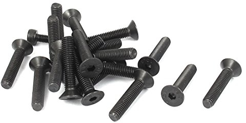 sourcing map 20 Stück M5 x 25mm Senkkopfschrauben Flachkopfschrauben Senkkopfschrauben mit Innensechskant Senkschrauben Schwarz