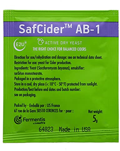 Fermentis Safcider 5 g Trockenhefe für Apfelwein Wein vergären für 20-30 Liter Cider Ciderhefe