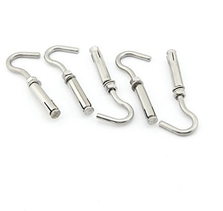 Yasorn Pernos de tornillo de expansión de gancho de copa abierta de acero inoxidable M6, paquete de 5