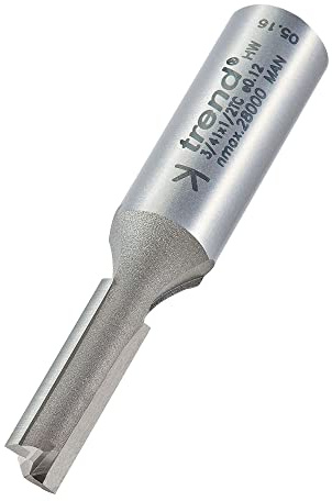 Trend Professional Two Flute Router Cutter, 8mm x 25mm, 1/2 Inch Shank | Precision Straight Two Flute Cutter With Tungsten Carbide Tips, 8mm Cut Dia And 25mm Cut Length, 3/41X1/2TC