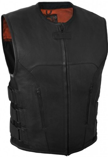 True Element - Chaleco de piel para hombre con ajuste de tamaño lateral (color negro, tallas S-5XL)