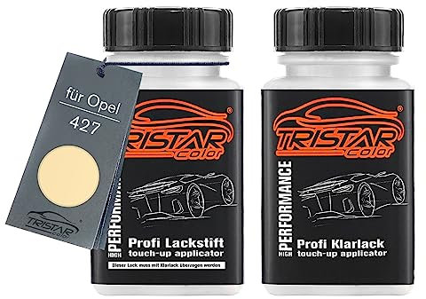 TRISTARcolor Autolack Lackstift Set für Opel 427 Safaribeige Basislack Klarlack je 50ml