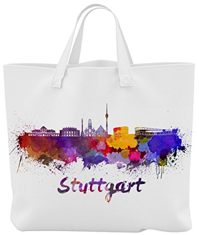 Merchandise for Fans Einkaufstasche - 45 x 42 cm x 9,5 cm - Motiv: Deutschland Stuttgart Baden-Württemberg Silhouette - 09