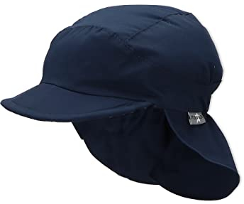 Sterntaler Schirmmütze Nacken Basic - Unisex Baby- und Kinder Mütze mit Nackenschutz - UV-Schutz 50+ Hut aus Popeline (Bio) - leichte Sommer Kopfbedeckung mit Gummiband - marine, Größe 55
