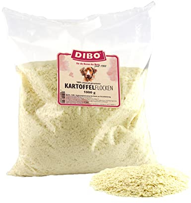 Kartoffelflocken, 1kg-Beutel, Nahrungsergänzung als gesunde, natürliche Ernährung für Hunde von DIBO, Hundefutter, Barf, B.A.R.F.