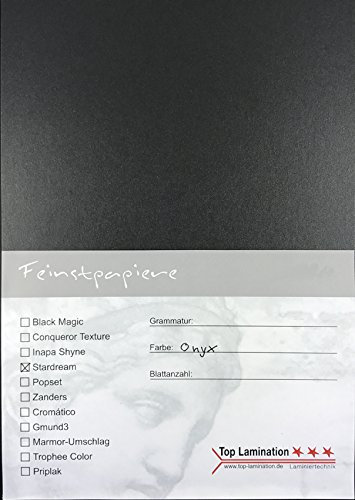 50 Blatt DIN A4 anthrazit-schwarz glänzendes Papier 285g/m² von Top Lamination - komplett durchgefärbt