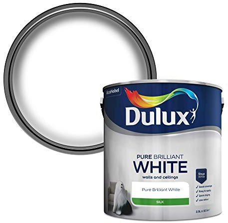 Dulux Seiden-Dispersionsfarbe für Wände und Decken, Reines Brillantweiß, 2,5 l